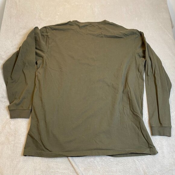 Duluth Mens Long Sleeve T-Shirt XL Olive Drab Green With Beaver Flag Design - Picture 10 of 10